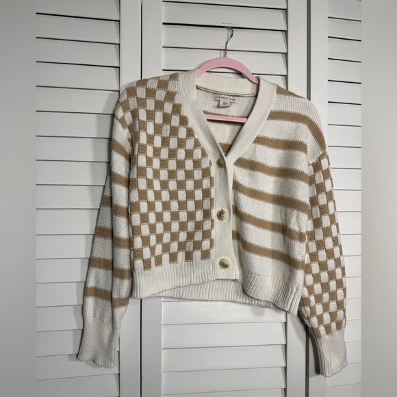 Sincerly Jules Women's Mixed Checked & Striped Cardigan Sweater Size XS - Picture 4 of 5
